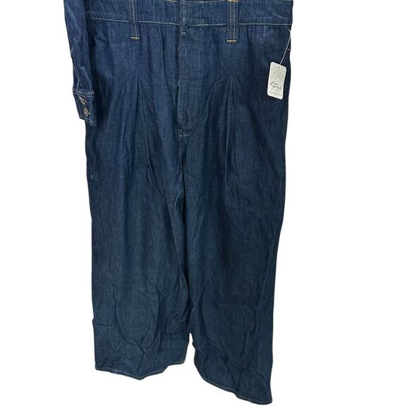 New Free People Franklin Tailored One Piece Denim Jumpsuit Rinse S - Picture 3 of 8